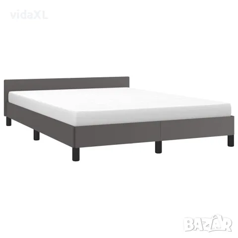 vidaXL Рамка за легло с табла без матрак, сива, 140x200 см, снимка 3 - Спални и легла - 56147177
