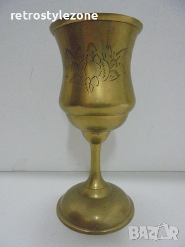 № 8462 Стара месингова ритуална чаша  , снимка 2 - Други ценни предмети - 53194032