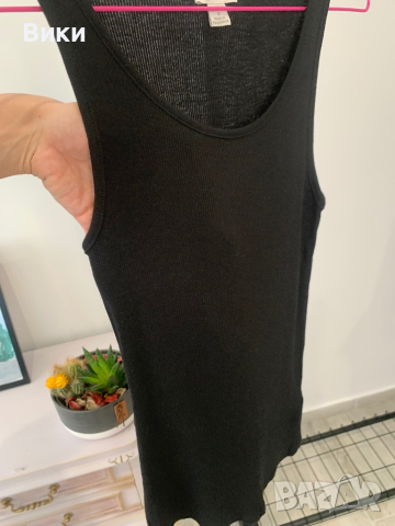 Дамски рипсен черен топ в размер S, снимка 3 - Потници - 44829378