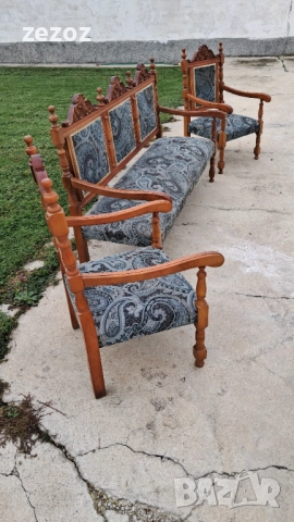 Канапе и две кресла орех, снимка 2 - Дивани и мека мебел - 52456718