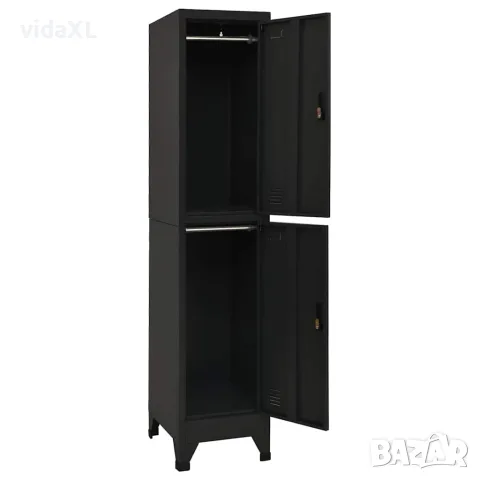 vidaXL Заключващ се шкаф, черен, 38x45x180 см, стомана, снимка 2 - Шкафове - 56147167