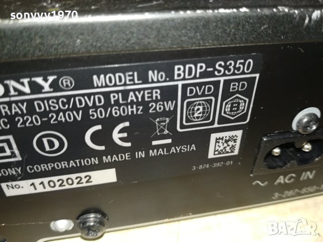 SONY BDP-S350 BLU-RAY PLAYER-LAN/HDMI-ВНОС GERMANY 0409231356L2EWC, снимка 16 - Плейъри, домашно кино, прожектори - 42075181