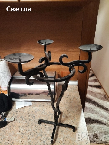 Свещник ОТ КОВАНО ЖЕЛЯЗО, снимка 6 - Антикварни и старинни предмети - 53463006