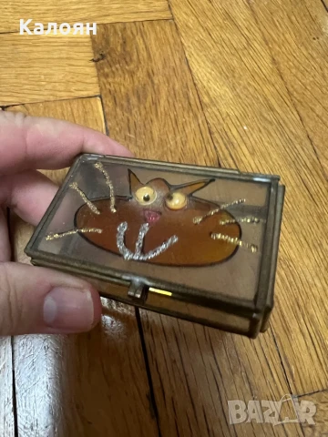 Стъклена кутийка с месингов обков с нарисувана котка, снимка 6 - Декорация за дома - 50584807