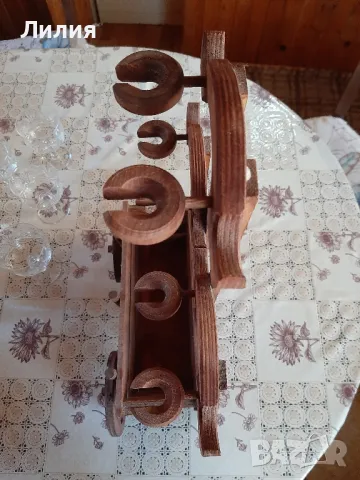 Стойка за вино и чаши, дървена - идея за подарък, снимка 3 - Декорация за дома - 48325597