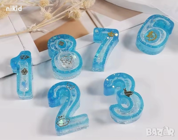 4 см дълбоки цифри числа силиконов молд форма смолашоколад гипс фондан бижу декор укрса, снимка 2 - Форми - 52999314