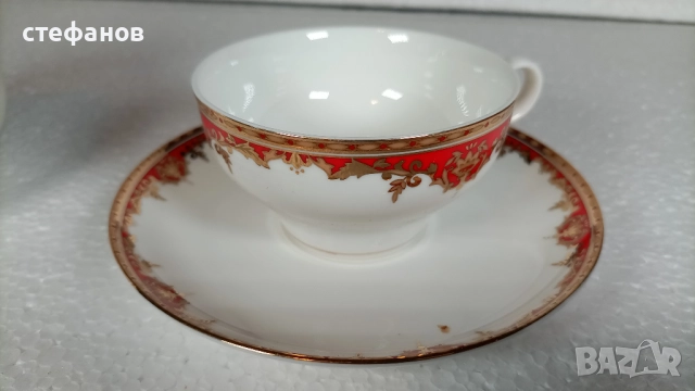 Сервиз за кафе, 5 чашки с чинийки, захарничка и каничка за мляко, снимка 6 - Чаши - 52810484