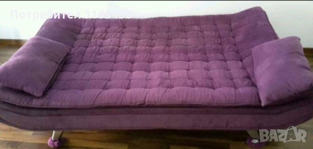 Лилаво/виолетово диванче с функция сън, снимка 2 - Дивани и мека мебел - 36003302