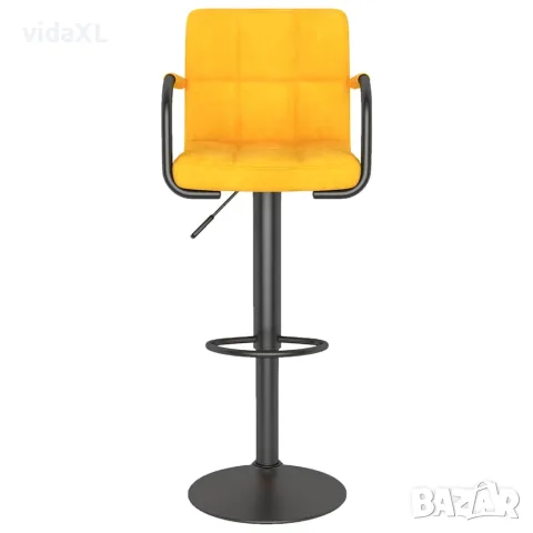 vidaXL Бар табуретки, 2 бр, горчица, кадифе, снимка 4 - Столове - 56147010
