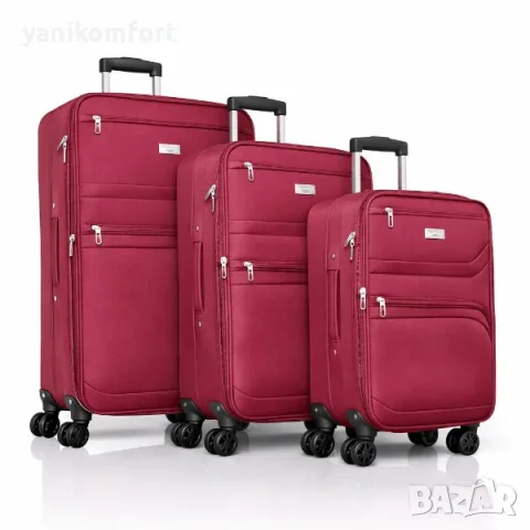Комплект текстилни куфари 3 в 1 (20″, 24″, 28″) с 4 двойни колела и разширител, снимка 2 - Куфари - 56194817