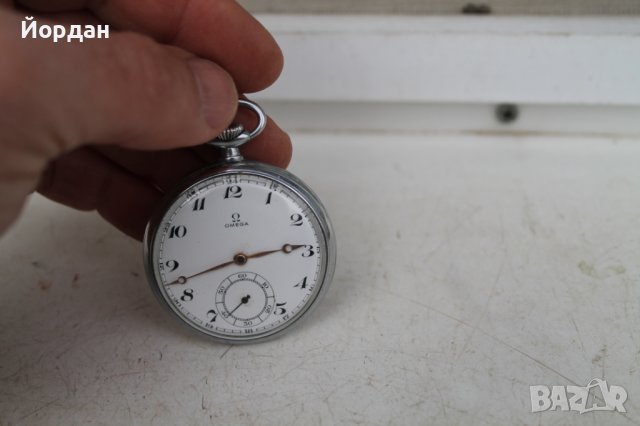 Джобен часовник ''Омега'' порцеланов циферблат 48 мм, снимка 6 - Колекции - 39376467