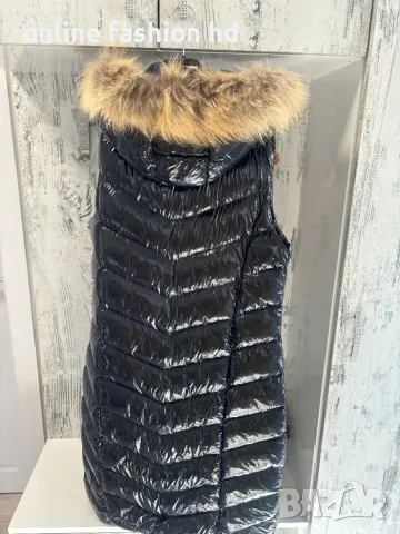 Дамски дълъг елек с естествен пух, снимка 4 - Елеци - 47888226