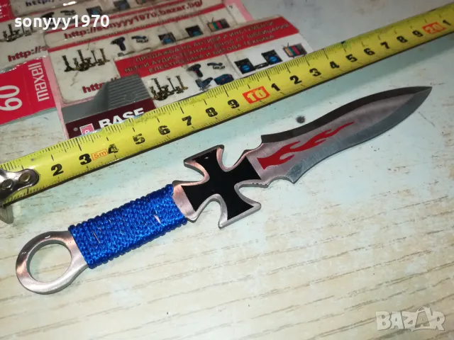 НОЖ С КРЪСТ-СИНЯ ОПЛЕТКА 1203252018, снимка 14 - Ножове - 49469709