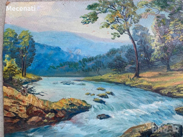 ВИКТОР ПОПОВ Масло/картон "Тетевенско - пейзаж" , снимка 15 - Картини - 53122724