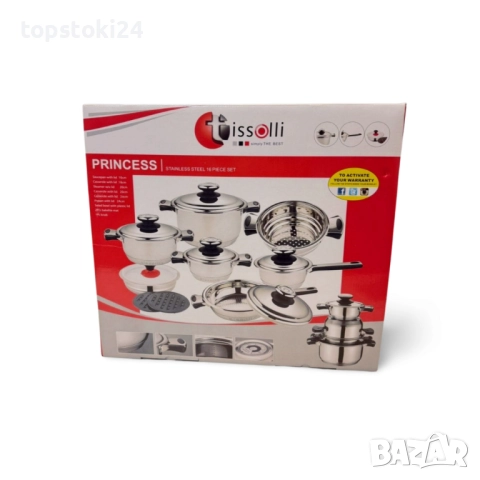 Комплект съдове за готвене Tissolli 16 Pc Princess, снимка 2 - Прибори за хранене, готвене и сервиране - 52591391