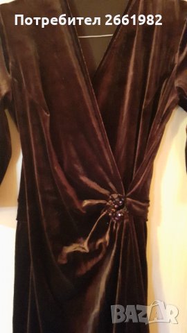 Уникална рокля  от кадифе - шоколад!, снимка 3 - Рокли - 34018839