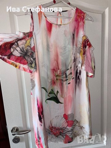 Нова ежедневна елегантна рокля 100% визкоза лилиум  паднали ръкави флорален принт цветя Sisley , снимка 5 - Рокли - 41318024