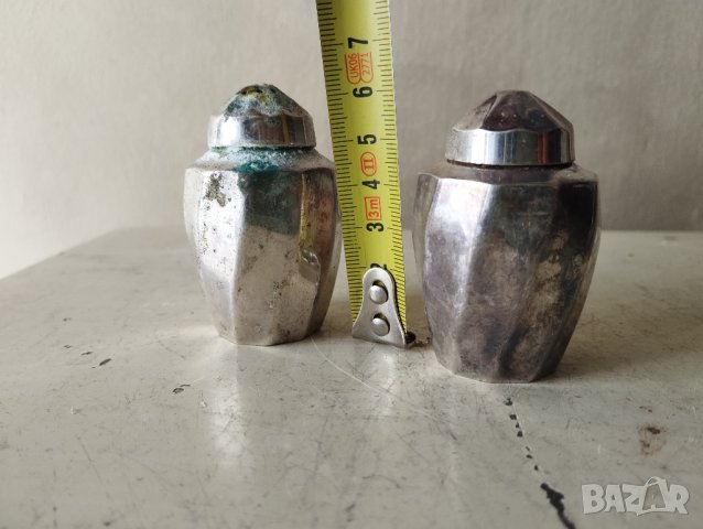 посребрени метални солници арт деко-комплект, снимка 2 - Други ценни предмети - 42699677