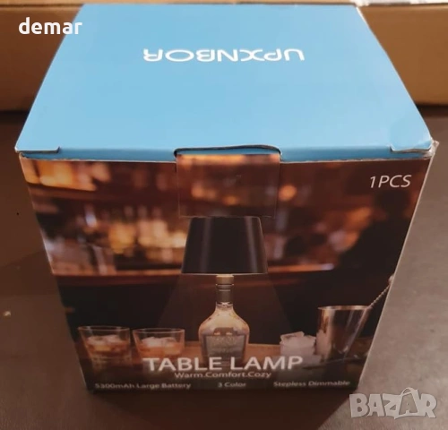 LED лампа за бутилка, безжична акумулаторна настолна лампа, IP54, метална, 5300mAh, черна, снимка 8 - Лед осветление - 53778539