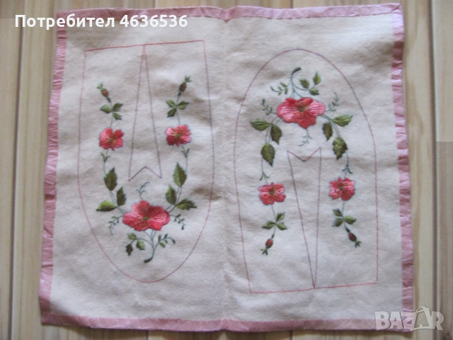 19в. Ръчна бродерия върху вълнен плат 50х43см.