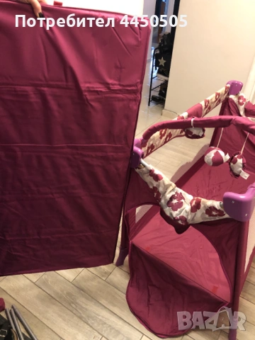Продавам преносимо сгъваемо детско легло Бертони, модел Travel Kid roсker, цвят Violet Flower, снимка 8 - Кошарки - 53391370