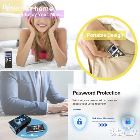 BrilliantHouse Цифров диктофон с говорители и MP3 плеар, снимка 6 - MP3 и MP4 плеъри - 48455751