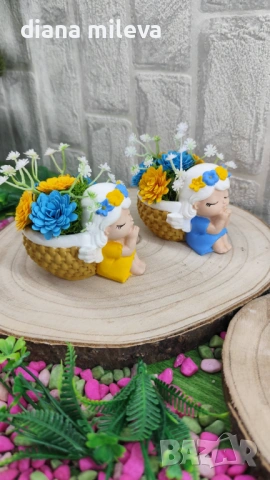 Ангелчета в жълто и синьо!!, снимка 6 - Декорация за дома - 53048975