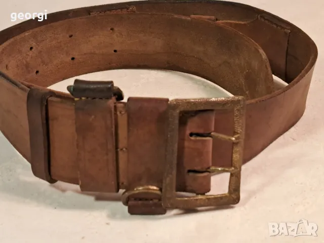 офицерски кожен колан кафяв 22/5, снимка 1