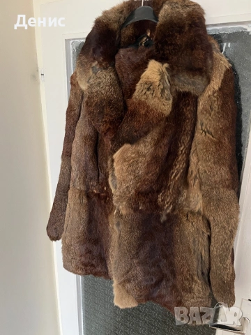 Дълго дамско палто от естествен косъм (нутрия) – L/XL, с подвижна част, ретро модел, снимка 8 - Палта, манта - 53295608