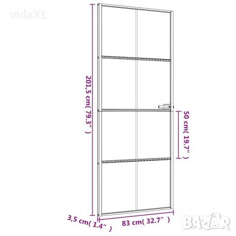 vidaXL Интериорна врата черна 83x201,5 см закалено стъкло и алуминий, снимка 9 - Входни врати - 56146178
