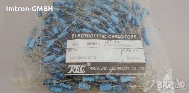 Алуминиев електролитен кондензатор  SA1M63V  1UF  63V, снимка 2 - Друга електроника - 35713548