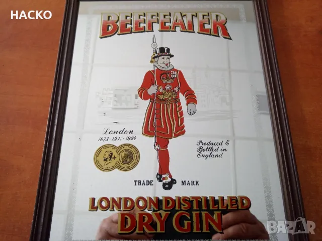 ПРОМО ЦЕНА Огледална Ретро Реклама на BEEFEATER Размери 25/35 см. Внос от Германия, снимка 3 - Други - 49180288