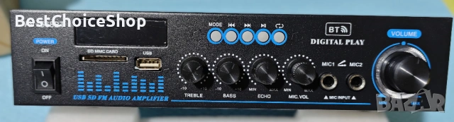 Мини Hi-Fi усилвател Bluetooth 5.0 с FM радио и USB вход – Портативен, снимка 2 - Ресийвъри, усилватели, смесителни пултове - 53101266