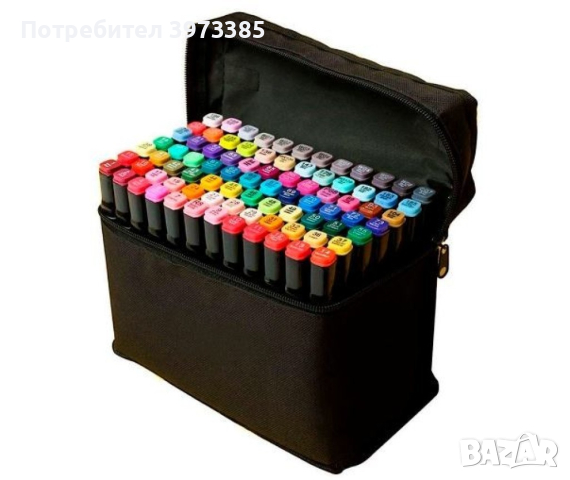 Комплект от маркери с алкохолна основа с две страни и калъф за съхранение , снимка 1 - Рисуване и оцветяване - 44616615