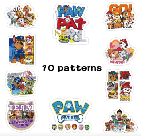 100 бр PAW Pes Patrol Пес Патрул текст кучета малки самозалепващи лепенки стикери ръчна подарък, снимка 2 - Други - 52472302