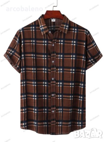 Мъжка памучна ежедневна риза с къс ръкав в плътен цвят, 10цвята , снимка 2 - Ризи - 41211154