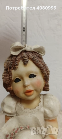 Фигурка "Къдраво момиченце с капела в скута", клей, мисля. , снимка 10 - Колекции - 51969110