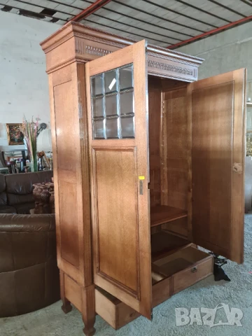 Масивен шкаф гардероб с огледало внос от Европа, снимка 6 - Шкафове - 50680588