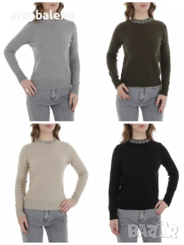 Дамски плетен пуловер, 4цвята 