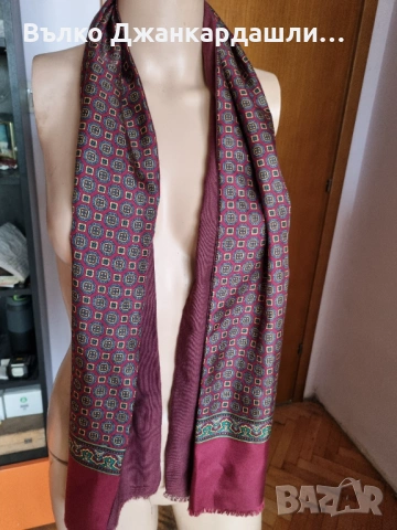 Елегантен мъжки шал коприна и вълна, снимка 5 - Шалове - 53231351