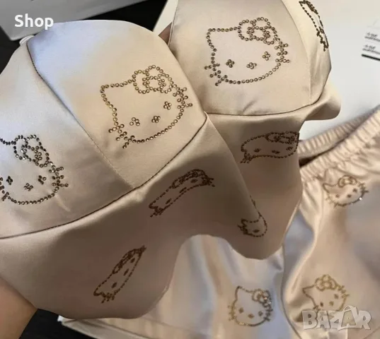 Сатенен комплект с камъни , снимка 3 - Пижами - 55971933