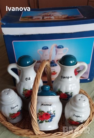 красив порцеланов оливерник в плетена дървена кошничка, снимка 4 - Аксесоари за кухня - 44151805