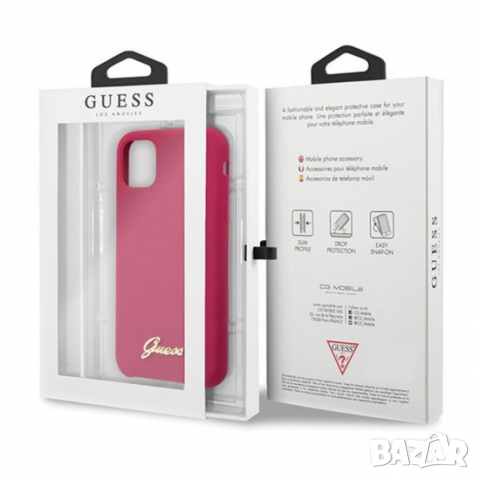 Оригинален калъф гръб кейс Guess Vintage Gold Logo - iPhone 11 (6.1), Малинов, снимка 5 - Калъфи, кейсове - 36481437