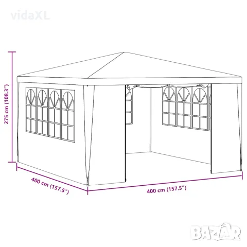 vidaXL Професионална парти шатра със стени 4x4 м бяла 90 г/м², снимка 10 - Къмпинг мебели - 56147637