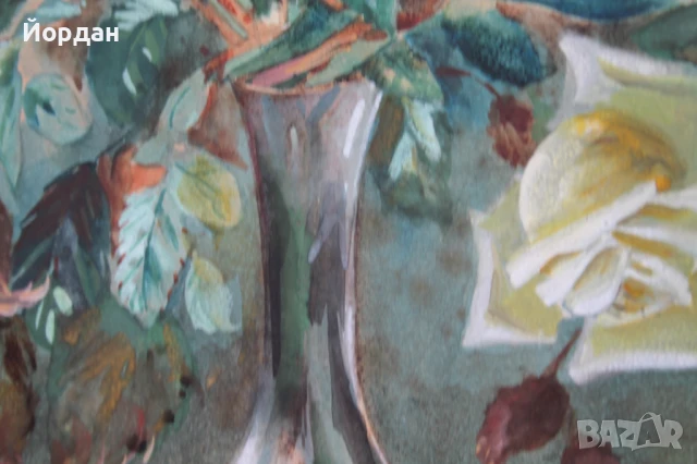 Стар акварел на дебел картон, снимка 9 - Други ценни предмети - 50917942