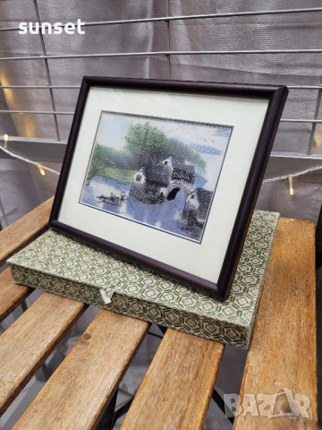 Картина от КОПРИНА,ръчно шита и бродирана , в кутия , за подарък- Япония, снимка 2 - Картини - 51261590