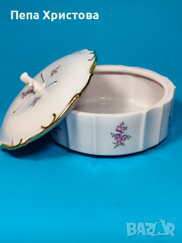 Бонбониера с капак от чехословашки розов порцелан, снимка 2 - Други - 51863071