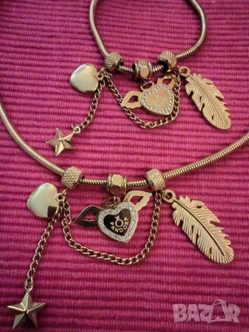 Позлатен комплект колие, гердан, огърлица с гривна Pandora. , снимка 8 - Гривни - 49435887