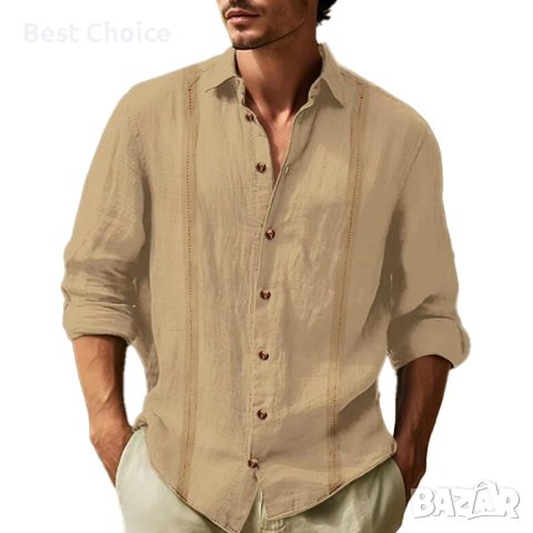 летни плажни ленени ежедневни ризи с дълъг ръкав