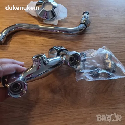 НОВ! Стенен смесителен кран за мивка с чучур 11 см, смесител, снимка 4 - Смесители - 50279987